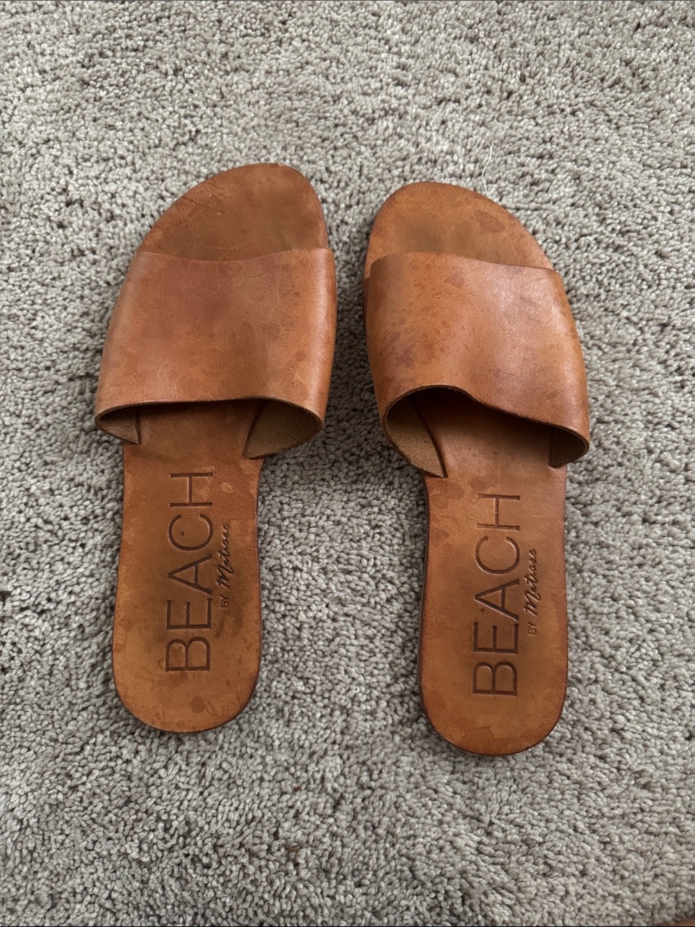 BEACH by Matisse Tan Leather Slide Sandals